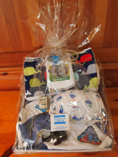 Unisex gift wrapped basket